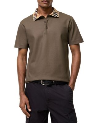 Check Collar Cotton Polo Shirt