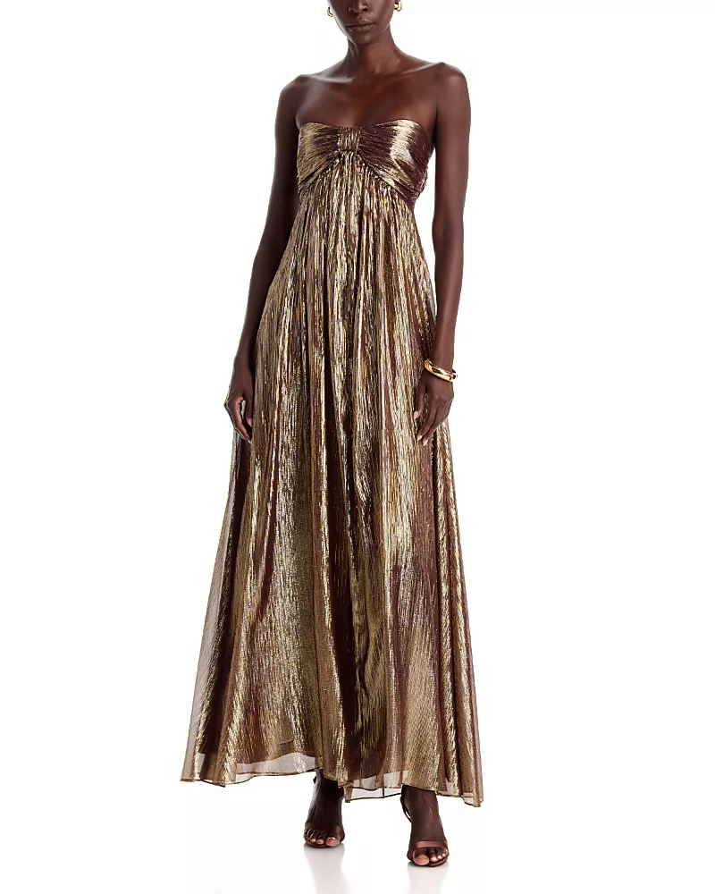 Ramy Brook Liberty Strapless Metallic Gown
