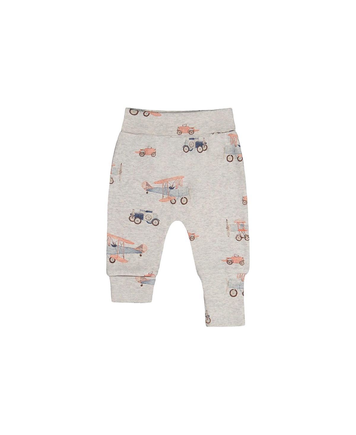 Deux par Deux Boys' Organic Cotton Airplane Foldover Waist Evolutive Pants - Baby