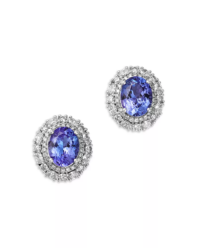 Bloomingdale's Fine Collection Diamond & Tanzanite Stud Earrings in 14K White Gold