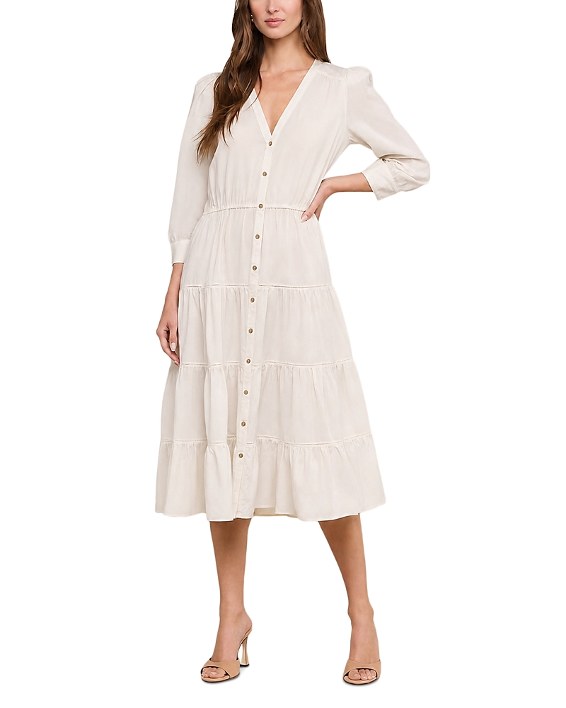 L'Agence Serafine Button Front Midi Dress