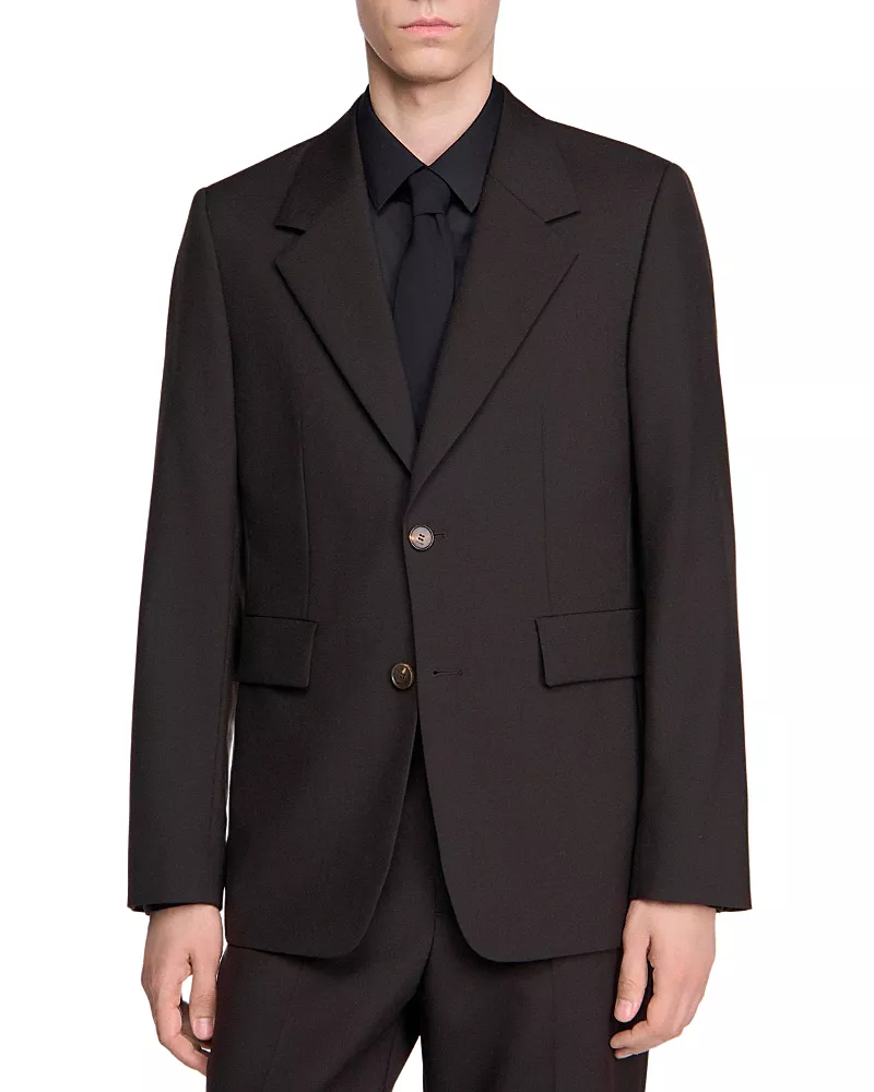 Sandro New Formal Standard Fit Wool Suit Jacket