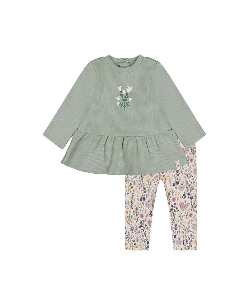 Deux par Deux Girls' Organic Cotton Heart Peplum Tunic and Legging Set - Baby