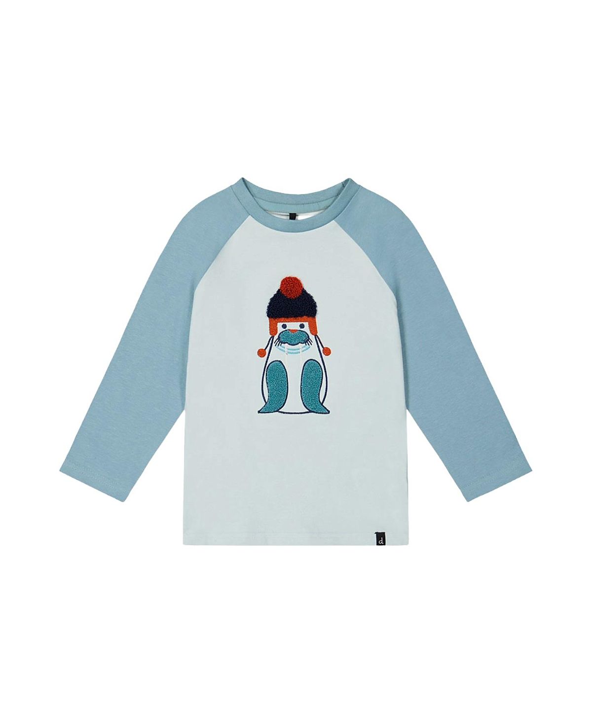 Deux par Deux Boys' Organic Cotton Raglan Sleeve Walrus Graphic Long Sleeve T-Shirt - Baby