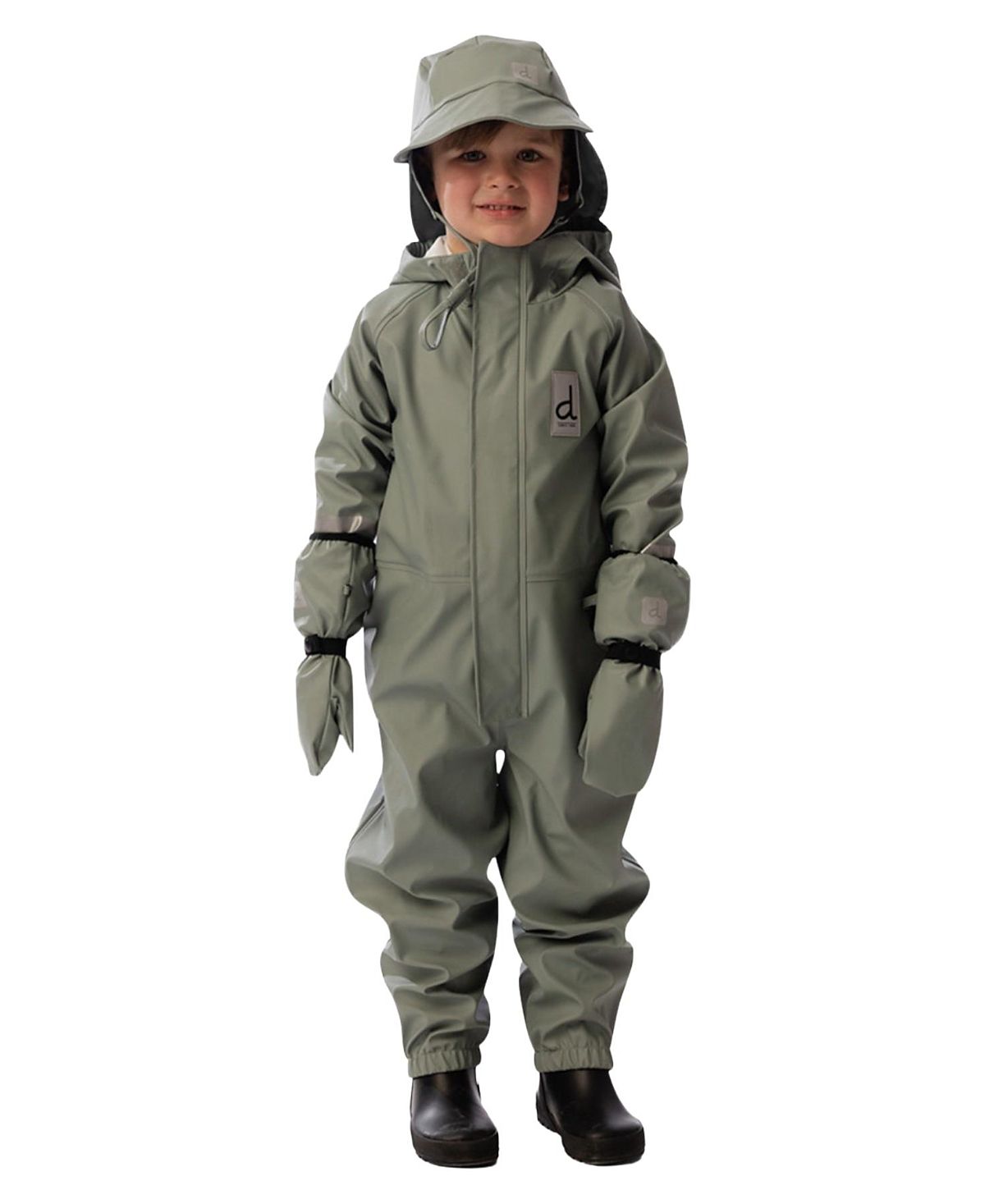 Deux par Deux Unisex Rain Reflective Full Zip One Piece - Little Kid