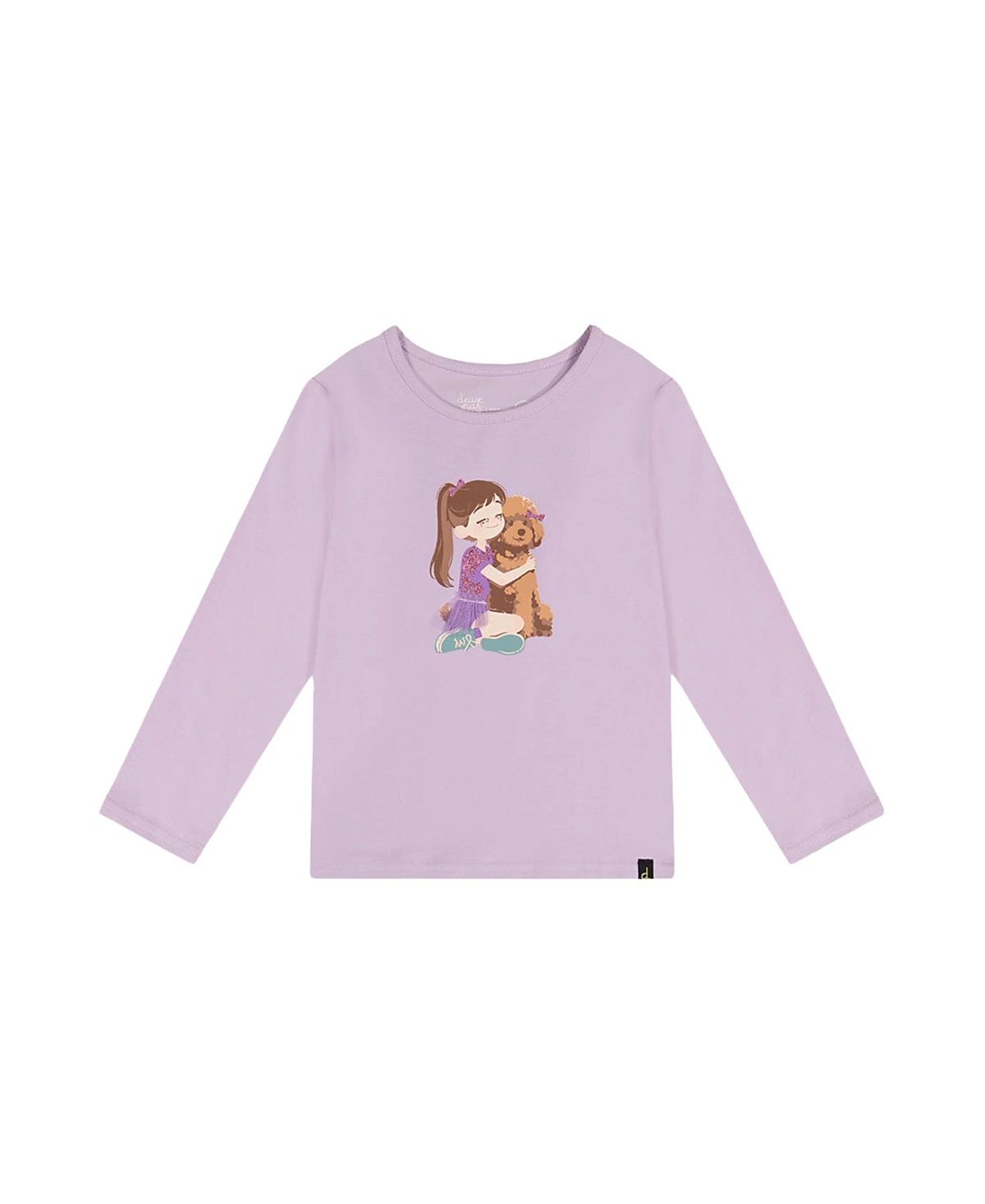 Deux par Deux Girls' Organic Cotton Sparkly Graphic Long Sleeve T-Shirt - Little Kid