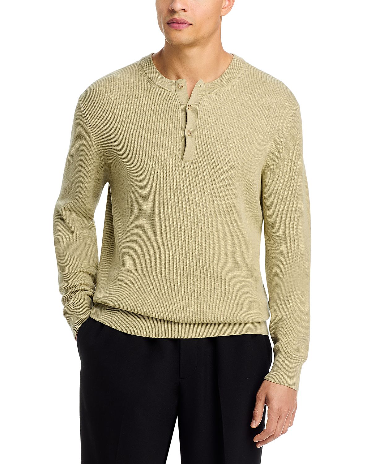 Boss Lenley Wool & Cotton Henley Sweater