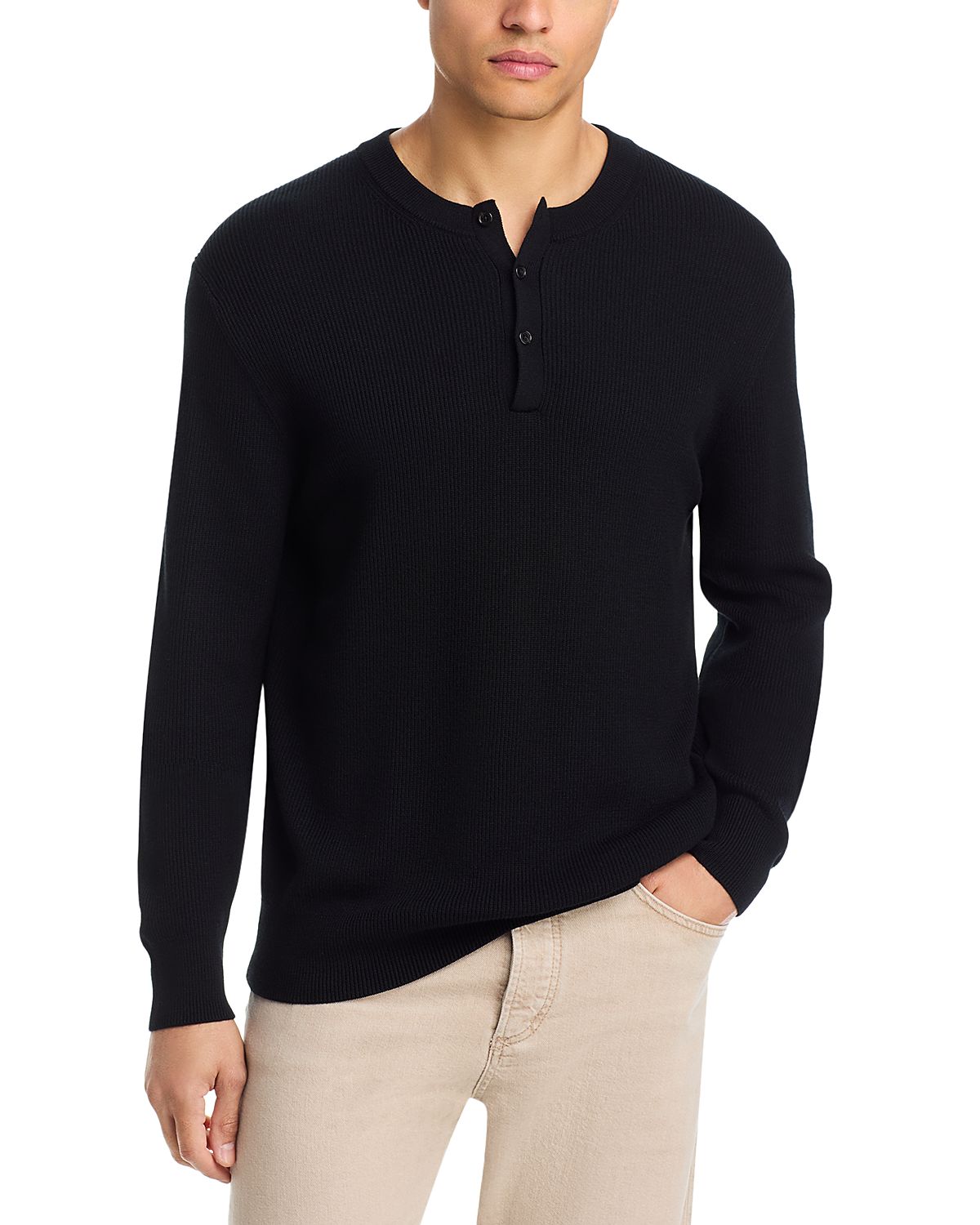 Boss Lenley Wool & Cotton Henley Sweater