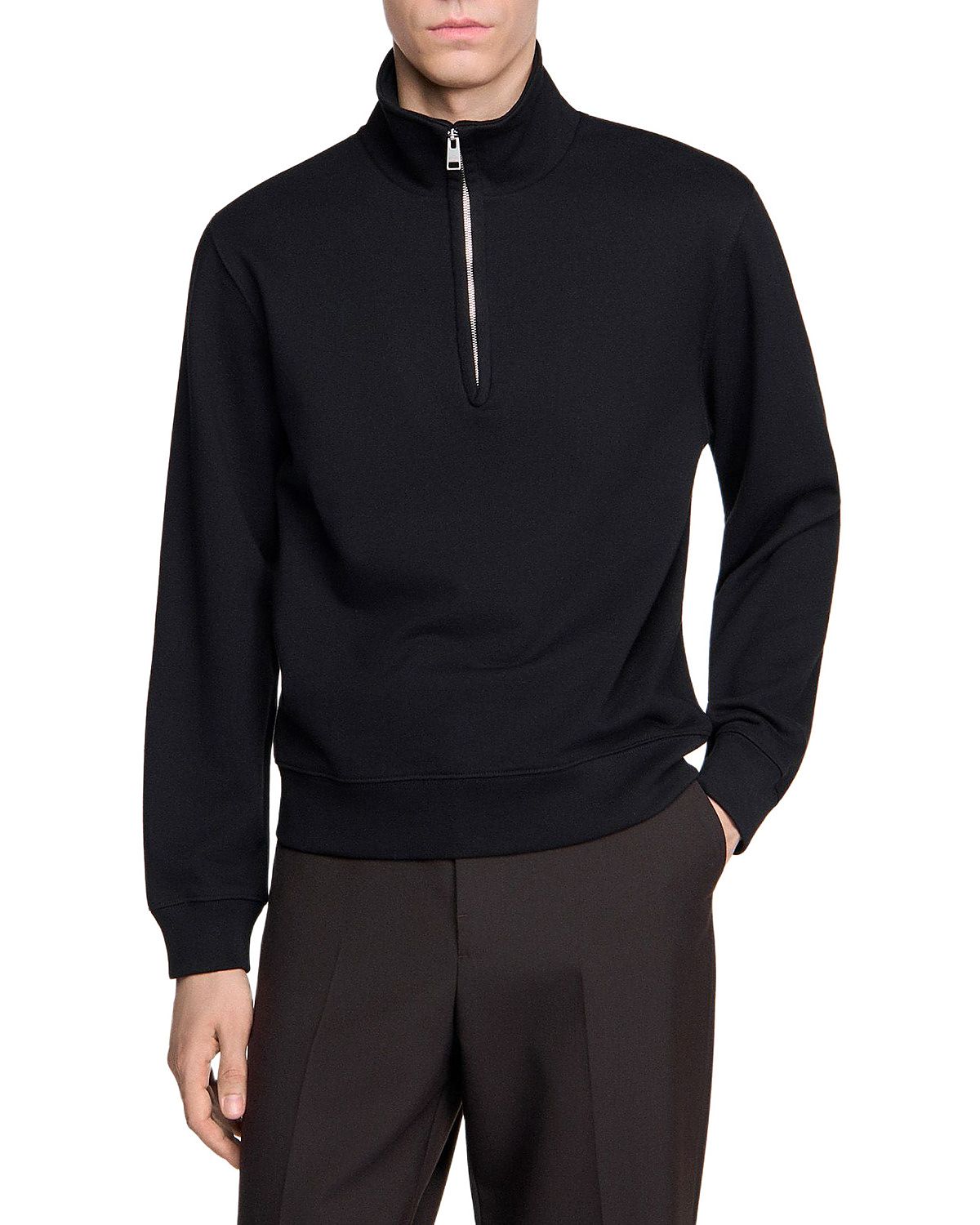 Sandro Stand Collar Boxy Half Zip Sweater