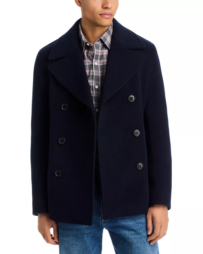 Boss Hyde Slim Fit Wool Blend Peacoat