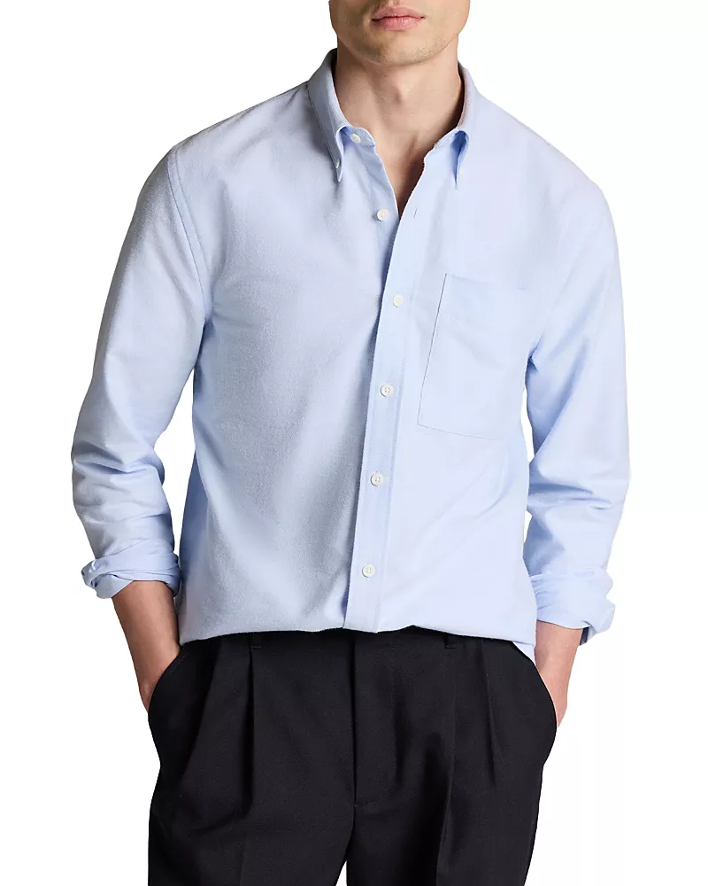 Vince Straight Fit Oxford Long Sleeve Button Down Shirt