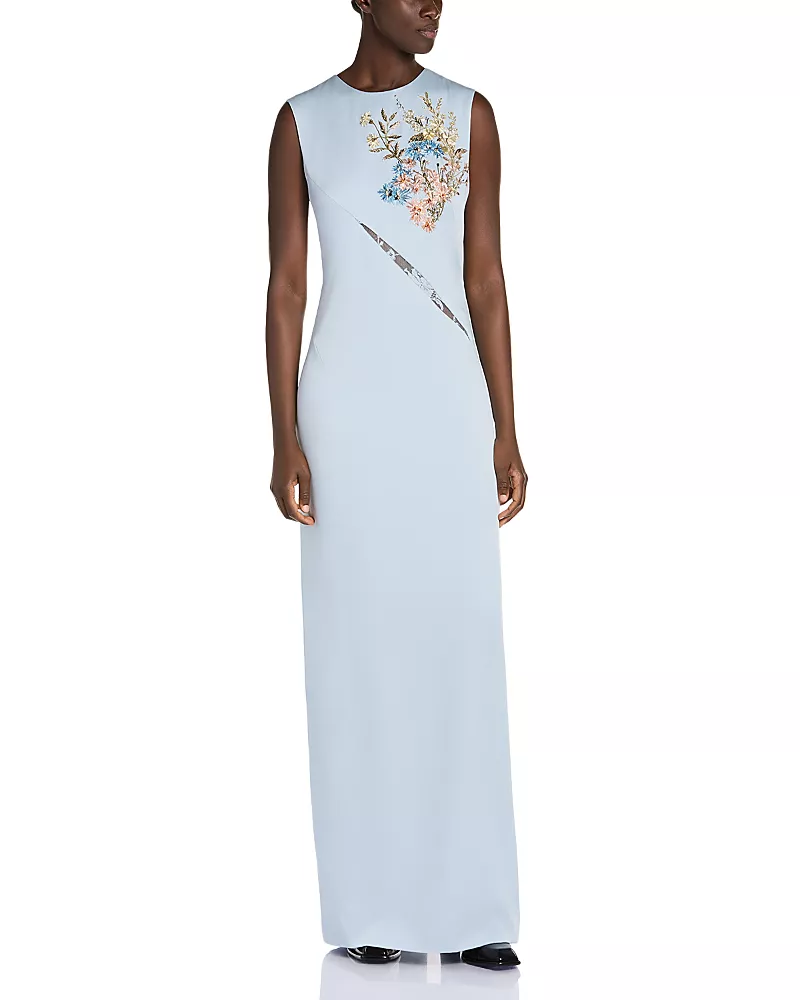 McQueen Pistachio Floral Embellished Dress