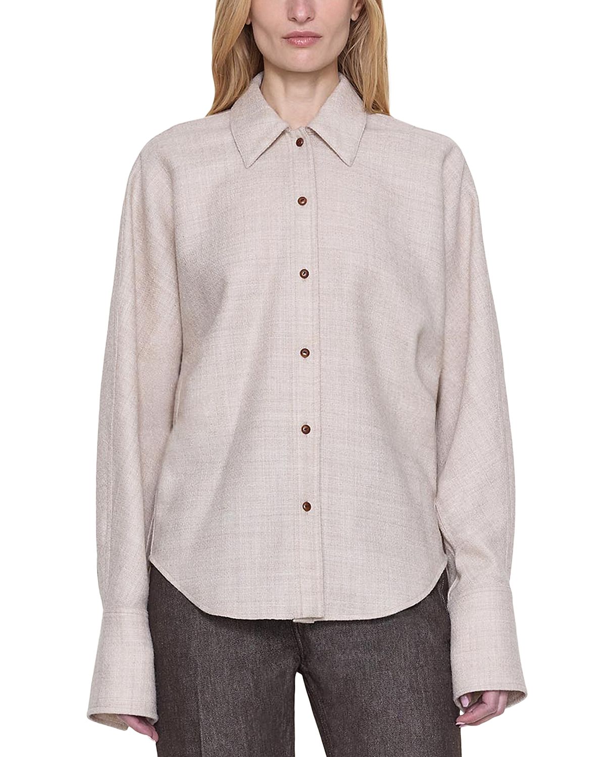 Ossou Ridge Button Front Wool Shirt