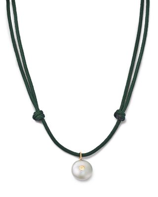 Zoe Chicco 14K Yellow Gold Natural Pearl & Black & White Diamond Reversible Adjustable Pendant Necklace, 12