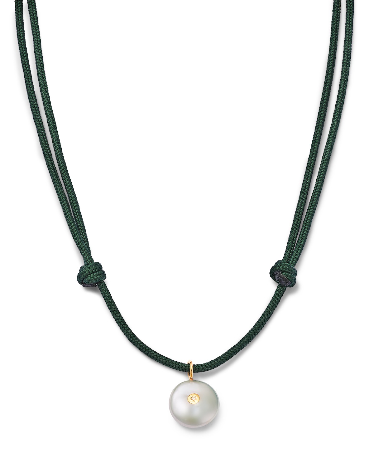 14K Yellow Gold Natural Pearl & Black & White Diamond Reversible Adjustable Pendant Necklace, 12-26"