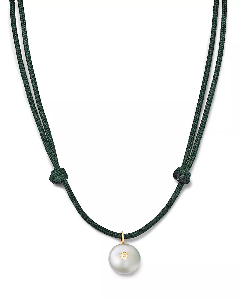 Zoe Chicco 14K Yellow Gold Natural Pearl & Black & White Diamond Reversible Adjustable Pendant Necklace, 12