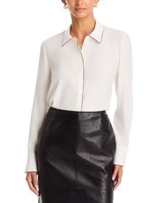 Scottie Silk Contrast Piping Blouse