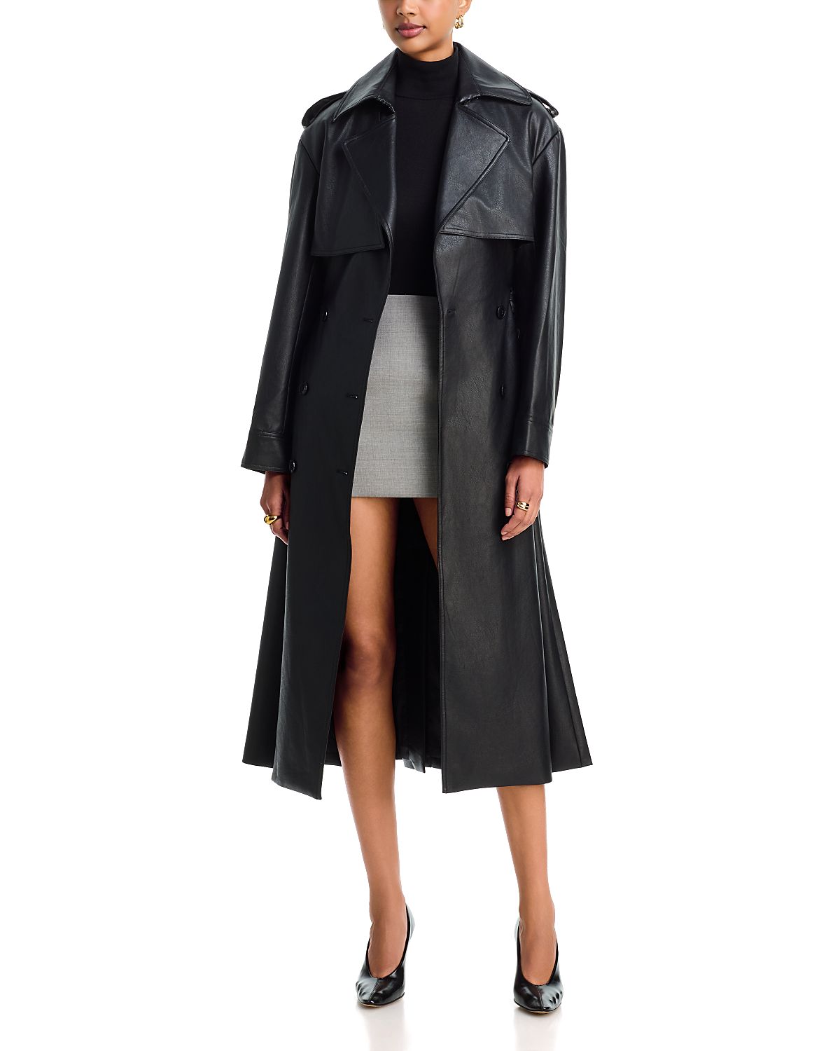 Bardot Luca Faux Leather Trench Coat