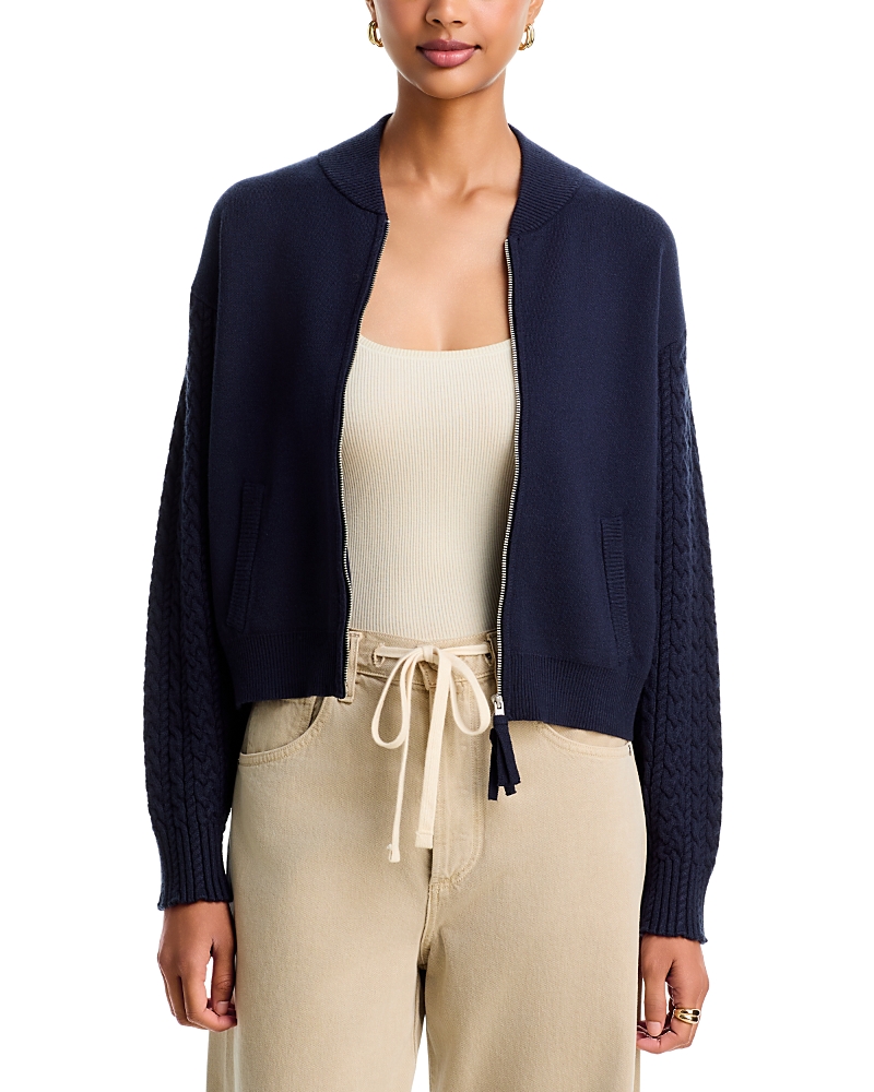 525 America Cable Sleeve Bomber Sweater Jacket