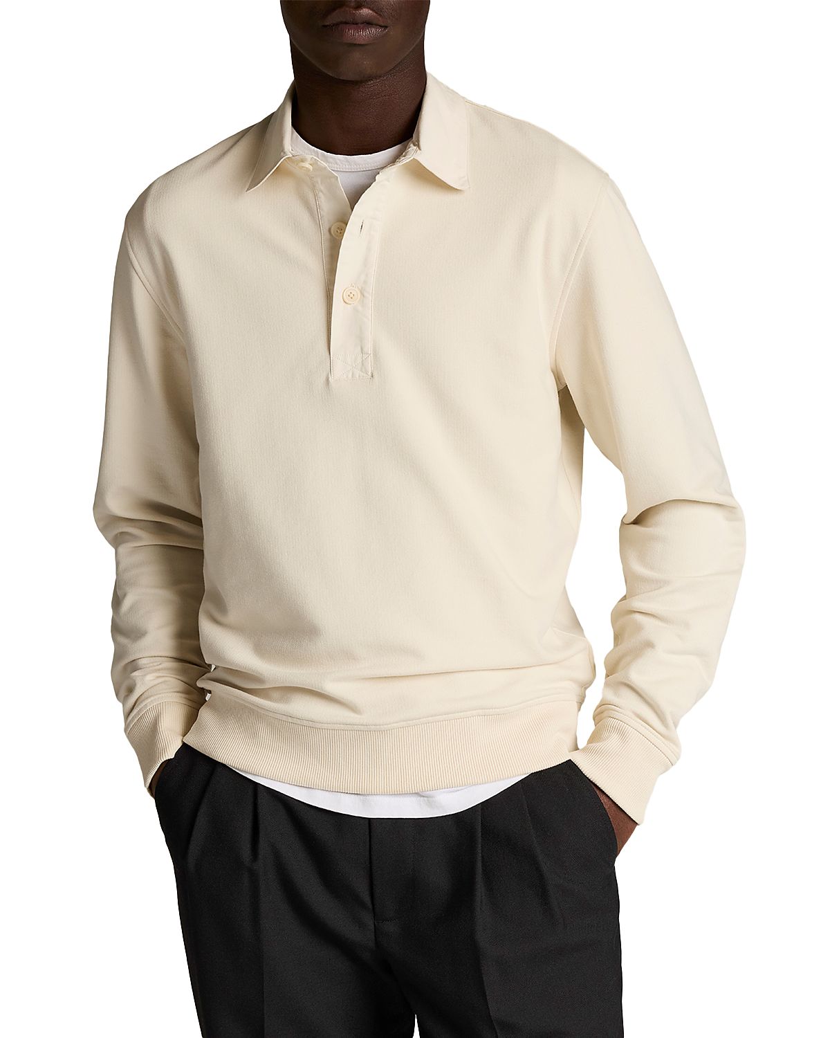 Vince French Terry Travel Long Sleeve Polo
