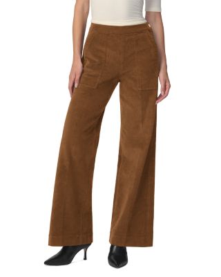 The Corduroy High Rise Side Zip Wide Leg Jeans in Bronze Brown