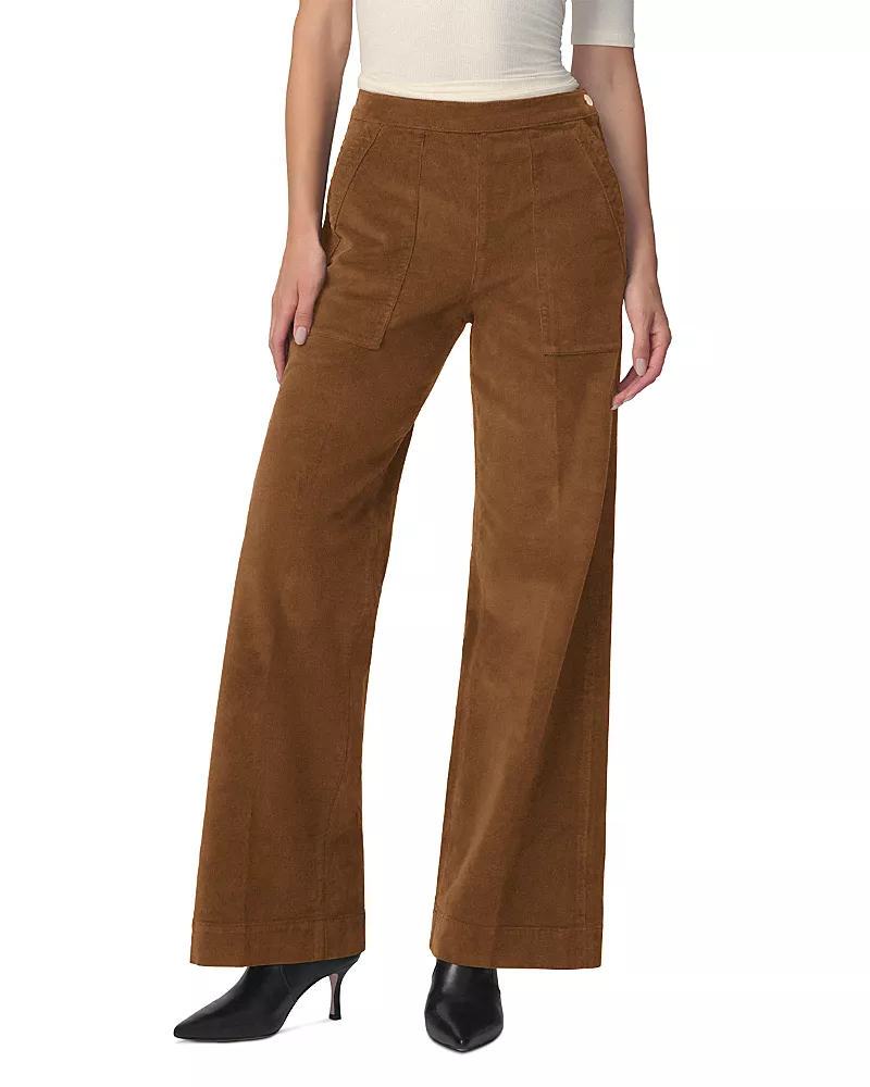 Joe's Jeans The Corduroy High Rise Side Zip Wide Leg Jeans in Bronze Brown
