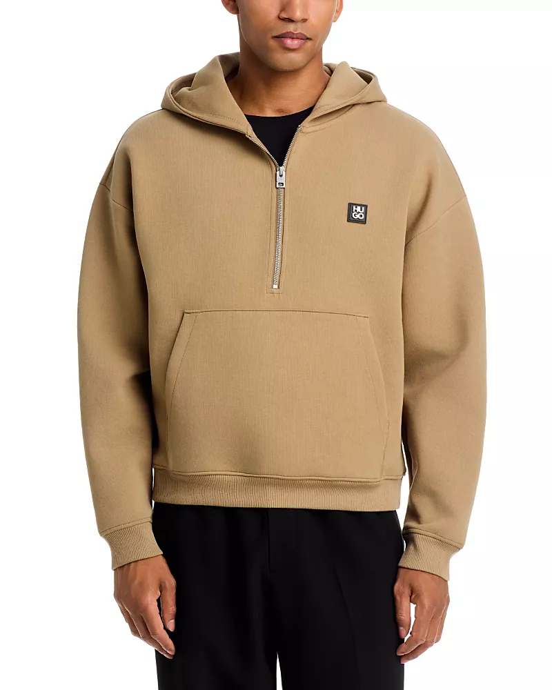 Hugo Dabinhood Cotton Blend Half Zip Hoodie