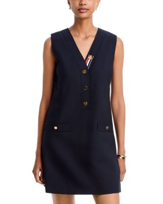 Wool V Neck Mini Dress