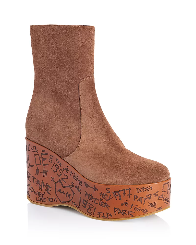Chloe Women's Maxime Suede Wedge Ankle Boots