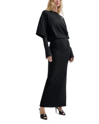 Wool Layered Sleeve Maxi Dress