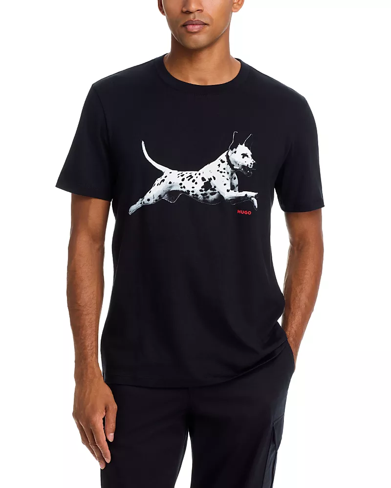 Hugo Dirunn Cotton Dalmatian Graphic T-Shirt