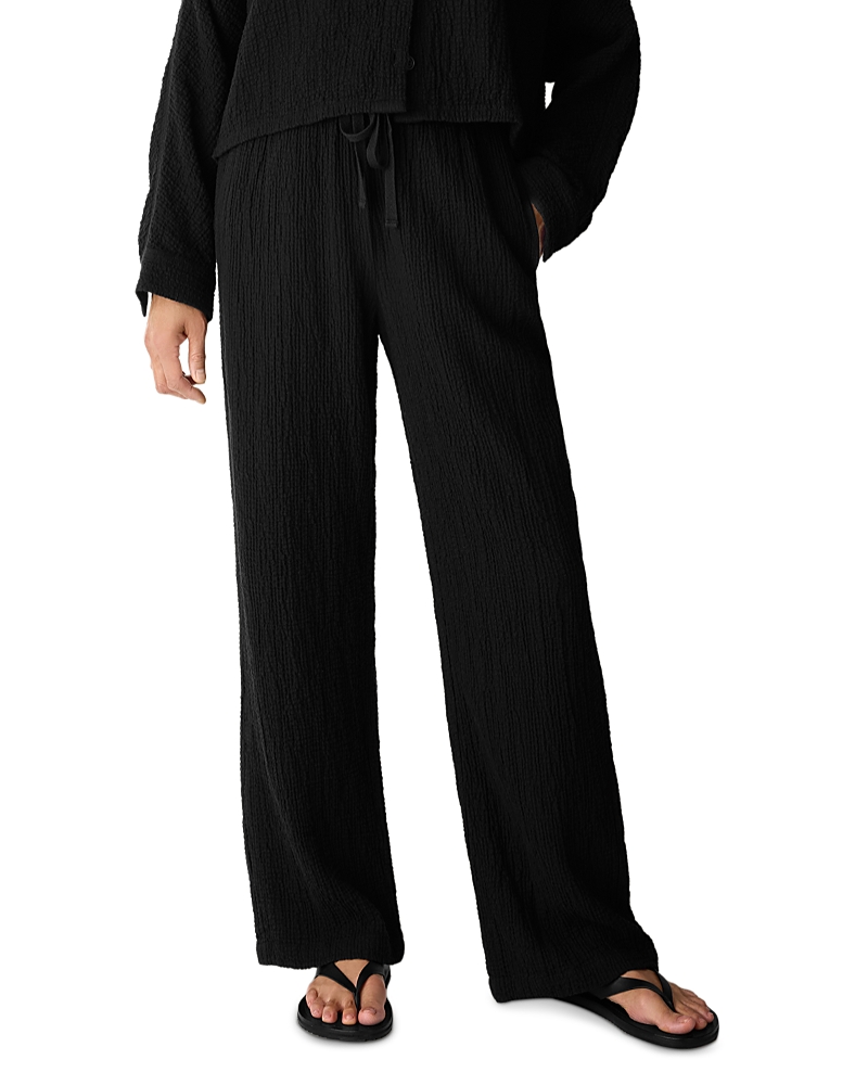 Eileen Fisher Cotton Stretch Drawstring Straight Leg Pants