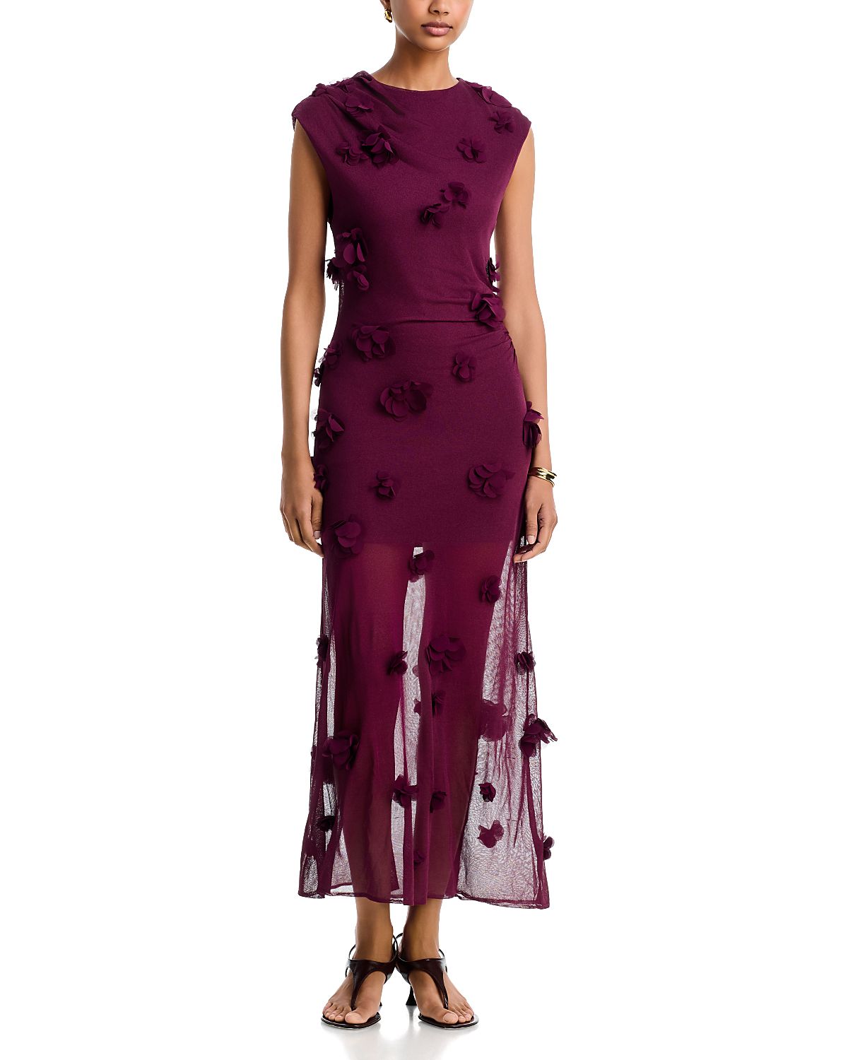 Simkhai Floral Applique Mesh Overlay Dress - Exclusive