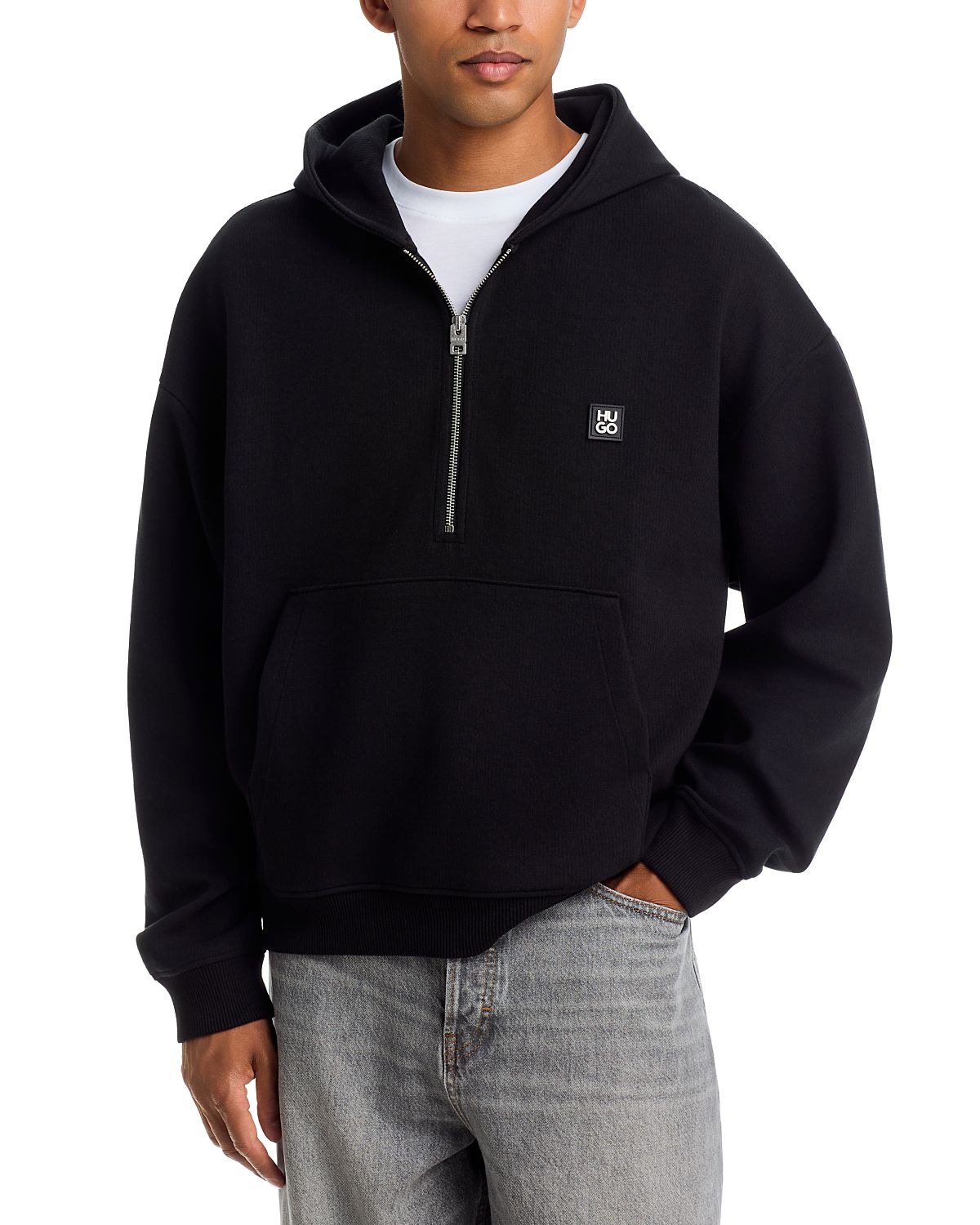 Hugo Dabinhood Cotton Blend Half Zip Hoodie