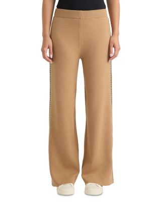 Embroidery Stitch Wide Leg Knit Pants