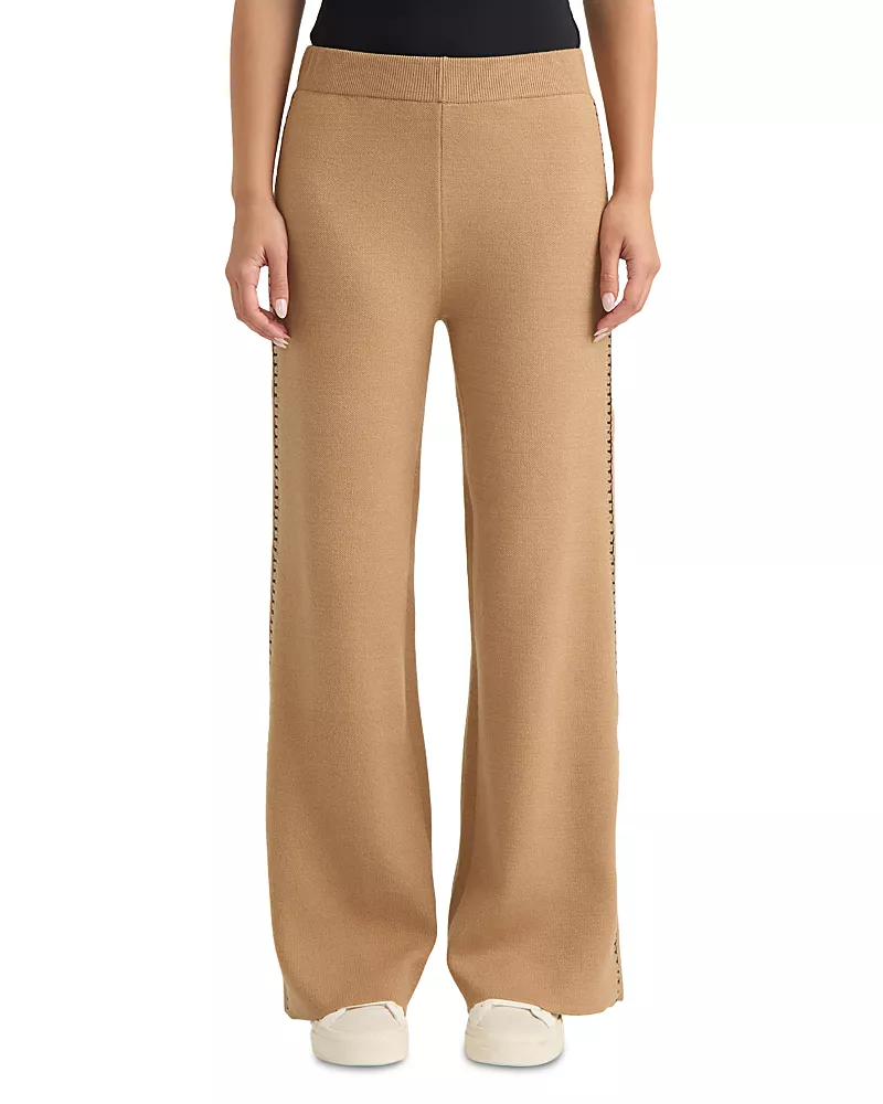 Hunter Embroidery Stitch Wide Leg Knit Pants