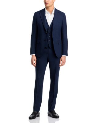 H-Huge Textured Solid Slim Fit 3-Piece Suit