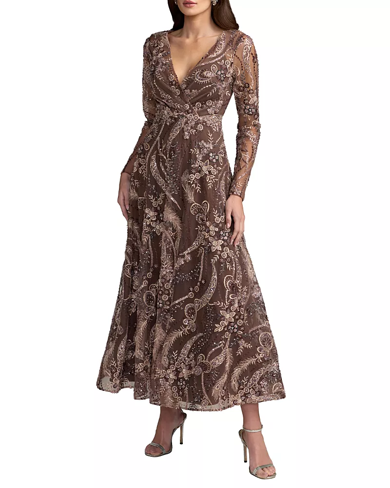 Mac Duggal Petite Beaded Embroidered Maxi Dress