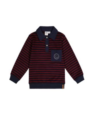 Boys' Brushed Jersey Polo Collar Smiley Pocket Top - Little Kid