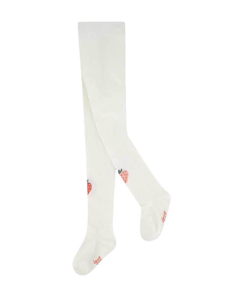 Deux par Deux Girls' Knit Strawberry Applique Elastic Waist Tights - Little Kid, Big Kid