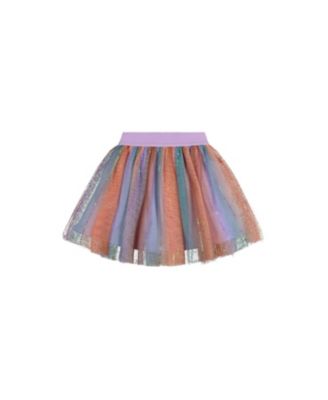 Deux par Deux Girls' Sparkle Mesh Overlay Lined Skirt - Little Kid