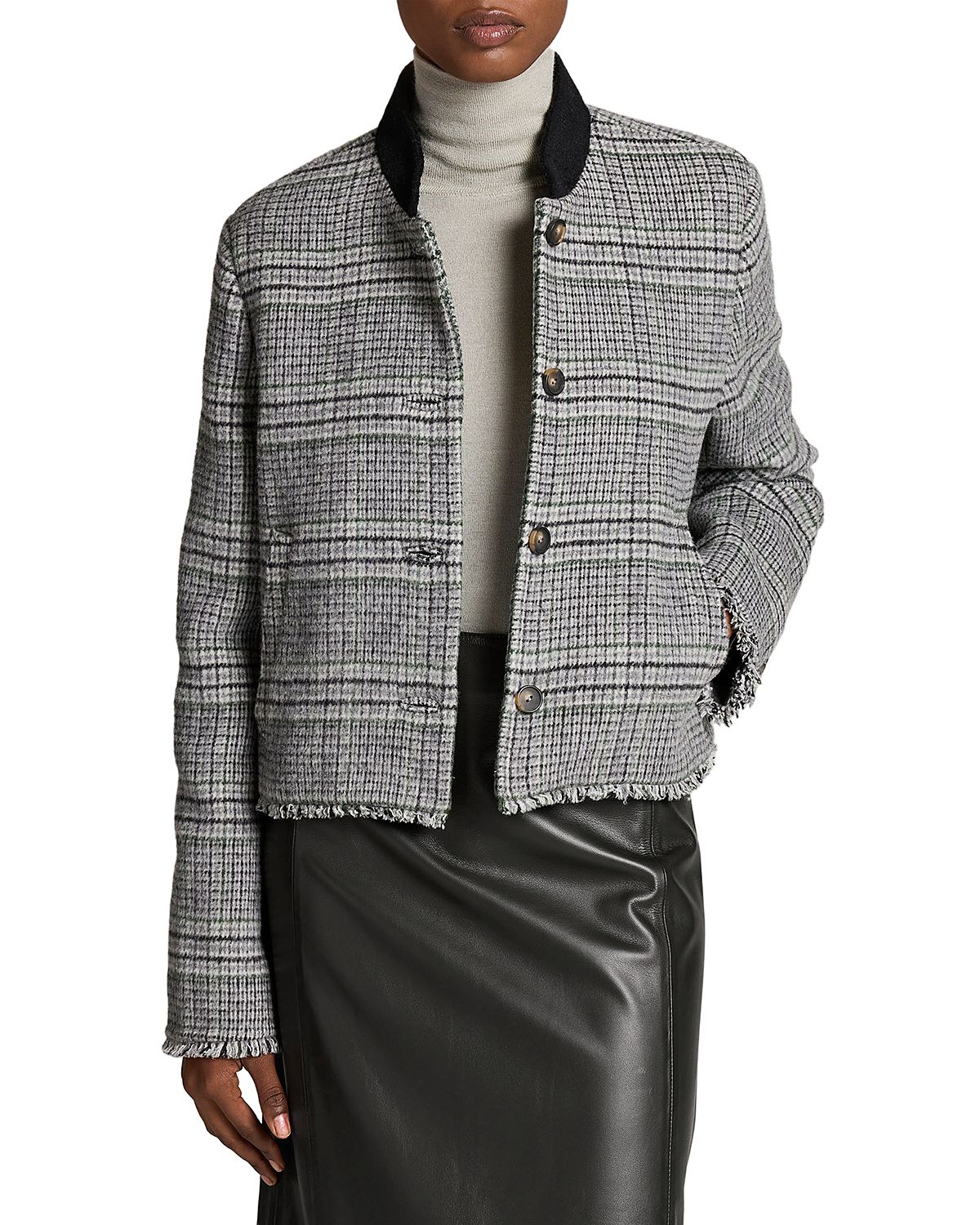 Vince Stand Collar Button Front Jacket