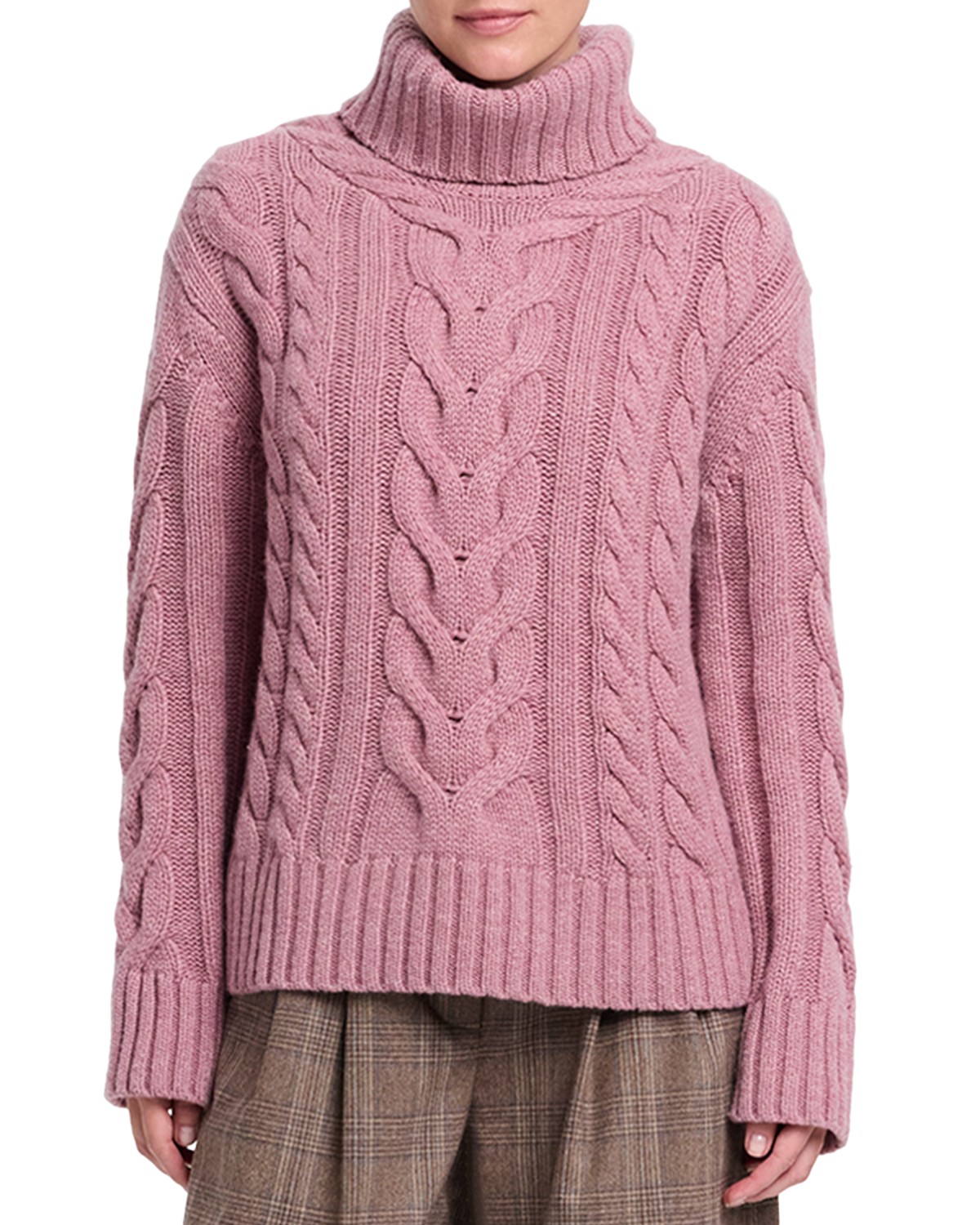 Twp Traveling T Neck Cashmere Sweater in Plum