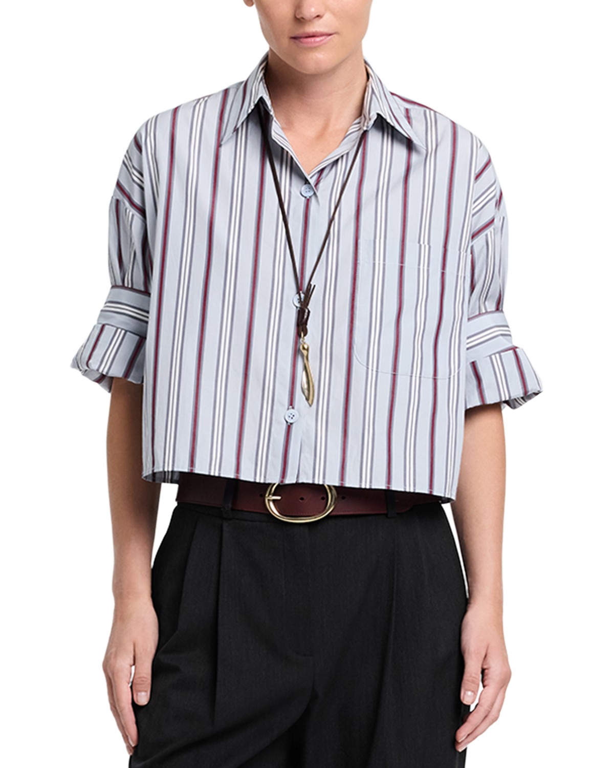 Twp Next Ex Cotton Stripe Top in Light Grey