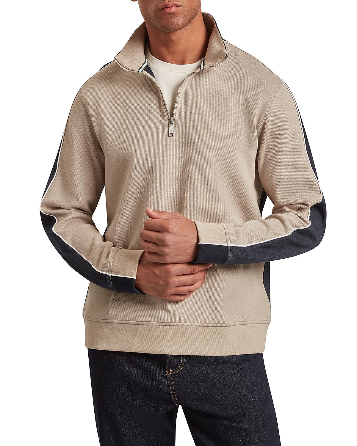 Ted Baker Koven Long Sleeve Two Tone Half Zip Polo