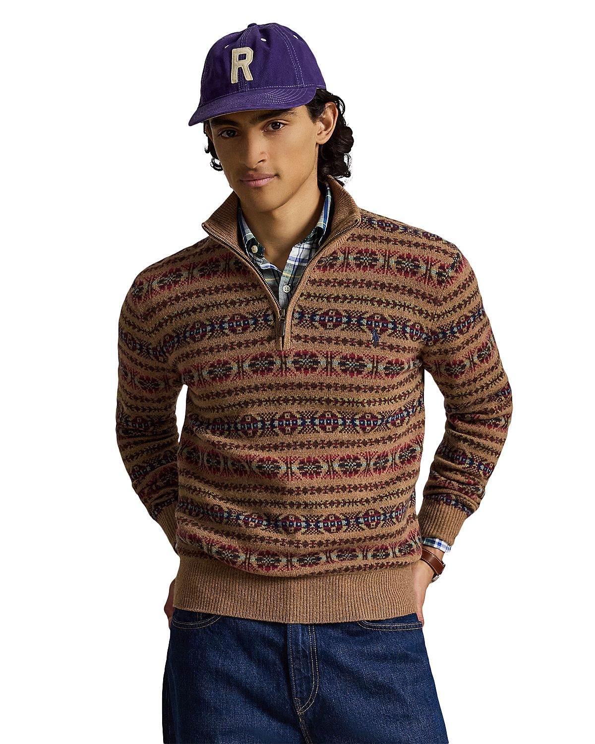 Polo Ralph Lauren Fair Isle Wool Stand Collar Zip Sweater