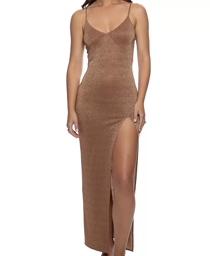 Luli Fama Cosita Buena Fitted Side Slit Maxi Dress