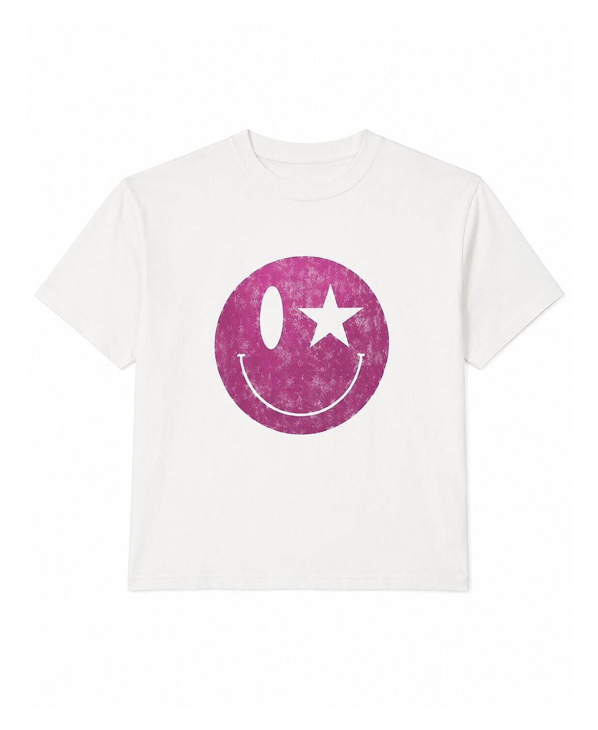Prince Peter Collection Girls' Happy Face Fuchsia Crew Tee - Big Kid