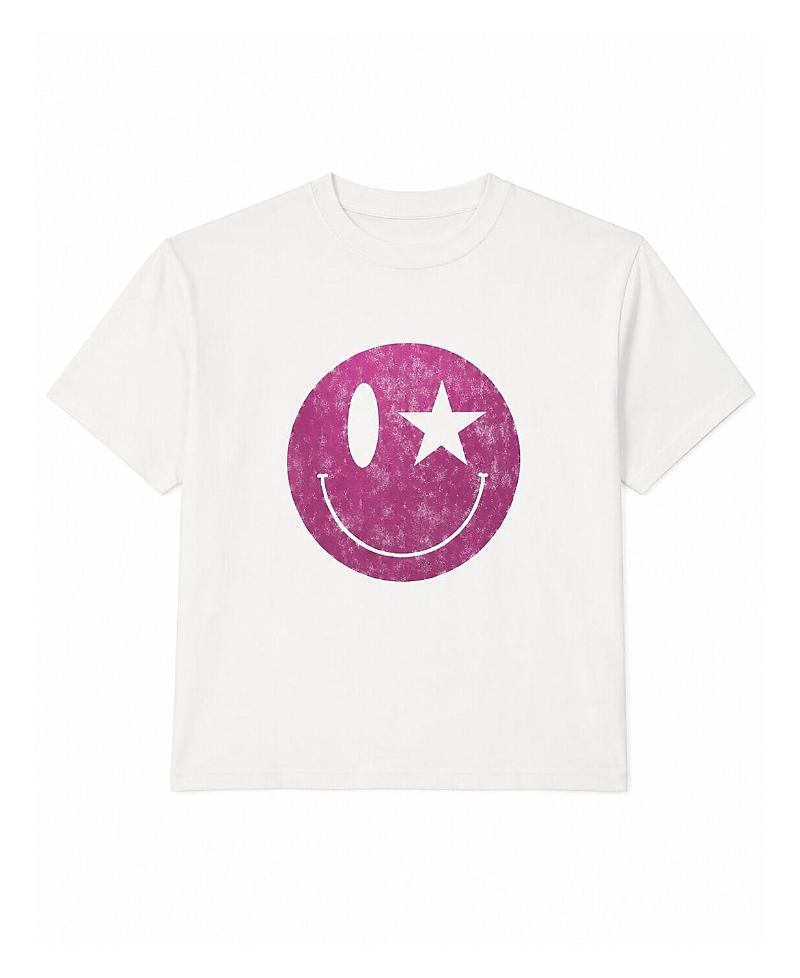 Prince Peter Collection Girls' Happy Face Fuchsia Crew Tee - Big Kid
