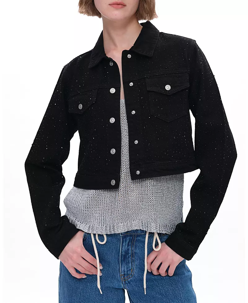 Bayeas Denim Jacket with Rhinestone in Pureedge